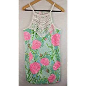 Lilly Pulitzer Women's Pearl Shift Dress Size 12 Floral Poolside Blue Going Stag